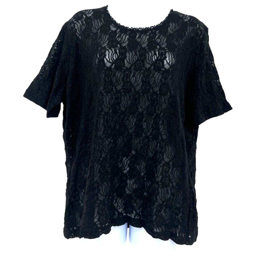 Sheer Black Lace Dark Romantic Womens Top Sz XL WhimsGoth Victorian Coquette - Picture 3 of 8